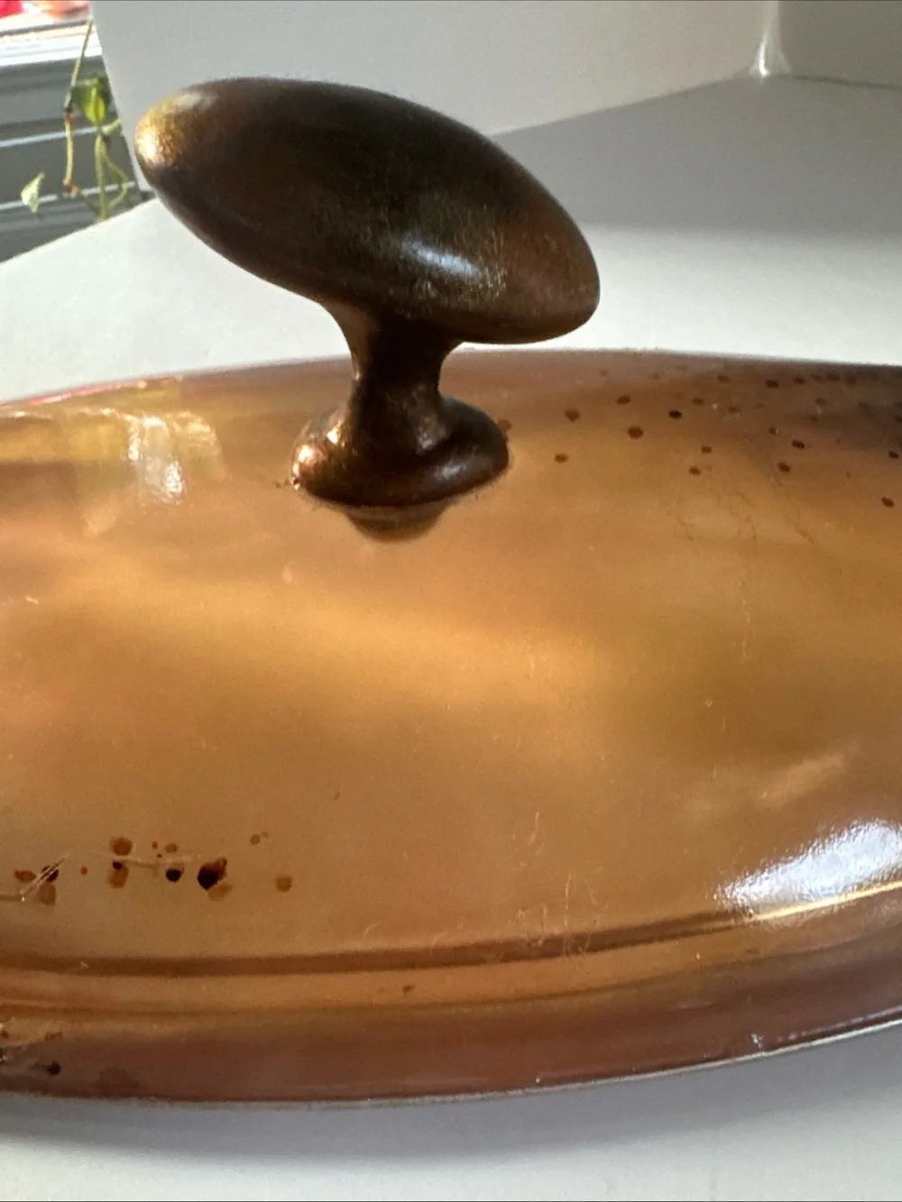 Vintage Amber Cast Resin Lidded Box Gold Fleck Metallic Tree Branch 11” Decor **